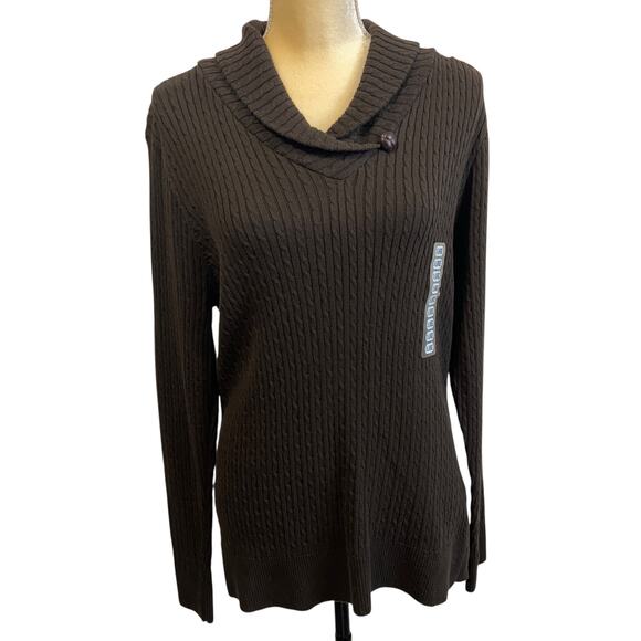 Jeanne Pierre Brown Long Sleeves Pull Over Knit Sweater Size XL - Picture 1 of 9